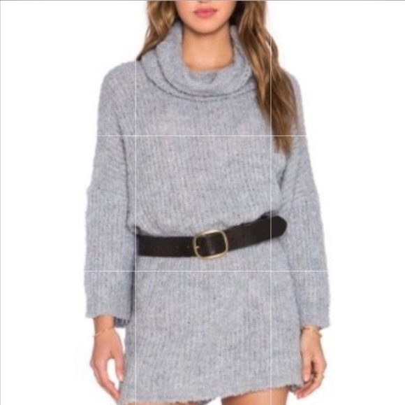 NWT Free People Extreme Cowl Oversized Sweater Dress in Light Blue - Picture 2 of 6